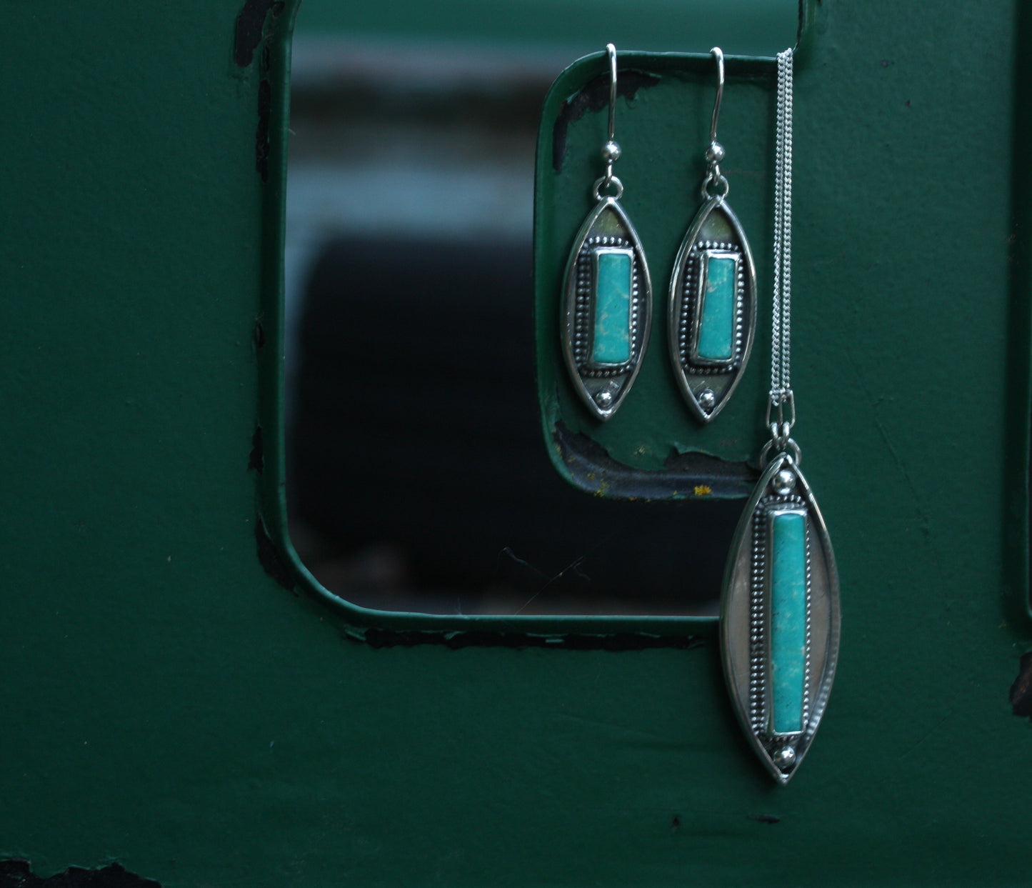 Turquoise bar earrings