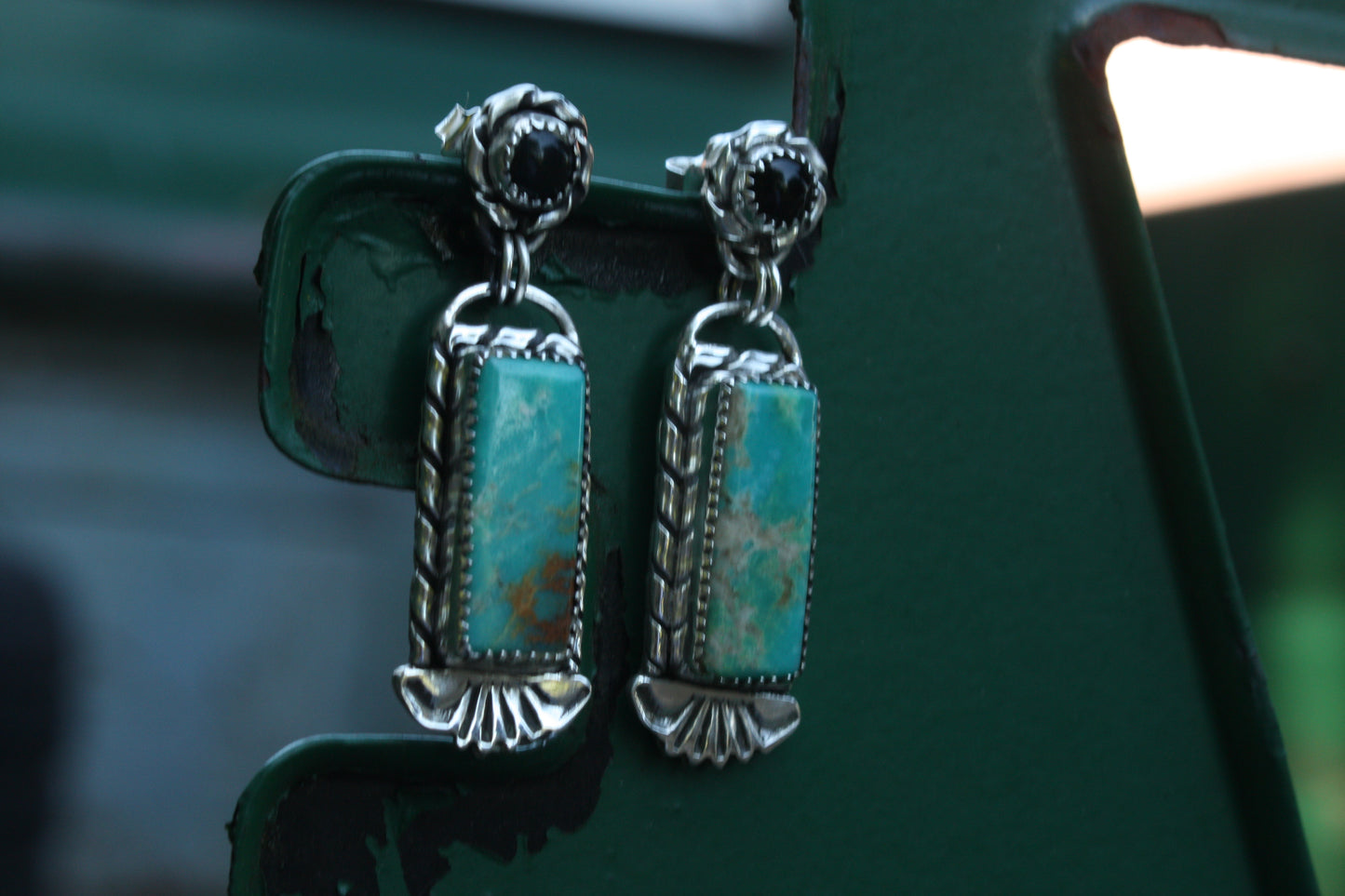 Turquoise and Black Onyx earrings