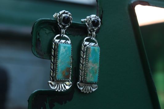 Turquoise and Black Onyx earrings